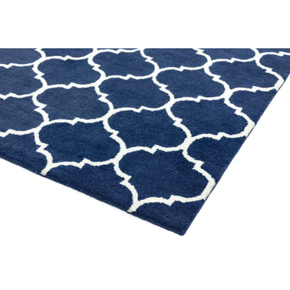 Albany Ogee, traditioneller marokkanischer Teppich mit Gittermuster, handgetuftet, blau, extragroß, 200 x 290 cm (6'7''x9'6'')