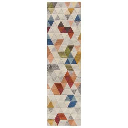 Moda Amari Geometrics Quality Soft 100% Wool Rug and Hallway Runner in Natural Multi
