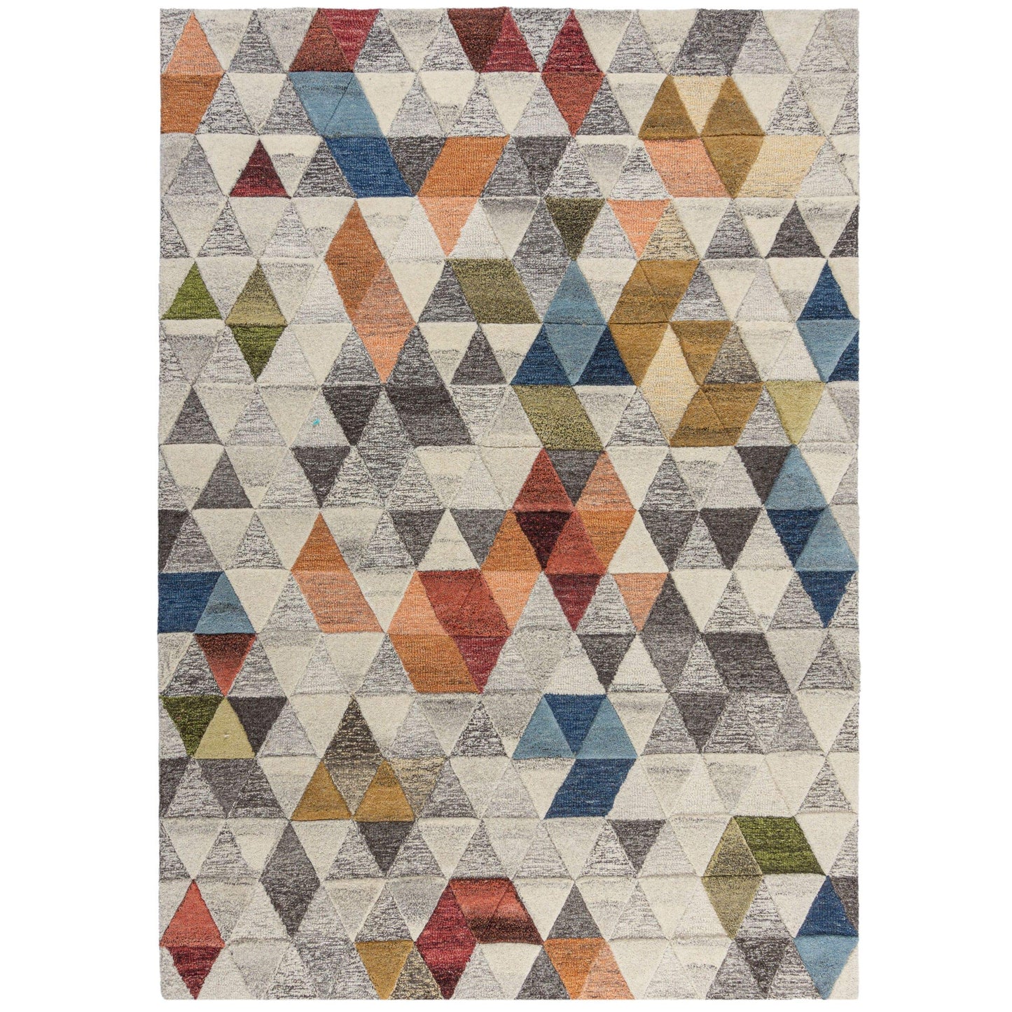 Moda Amari Geometrics Quality Soft 100% Wool Rug and Hallway Runner in Natural Multi