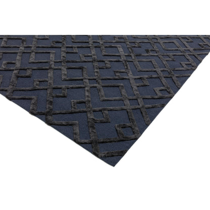 Dixon Rug Hand Woven Viscose Wool Diamond Trellis Luxury Wool Rug in Black XLarge 200x290 cm (6'7"x9'6")