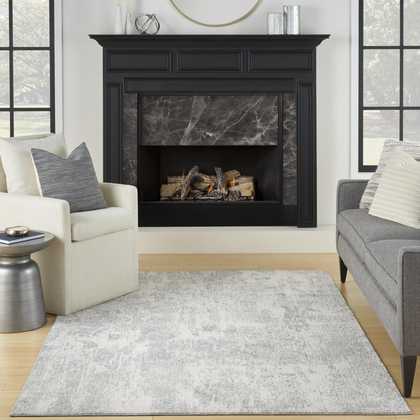 Exhale Rug for Living Room, Bedroom, Dining Room Modern Abstract Marble Distressed Look Soft Cosy Rug