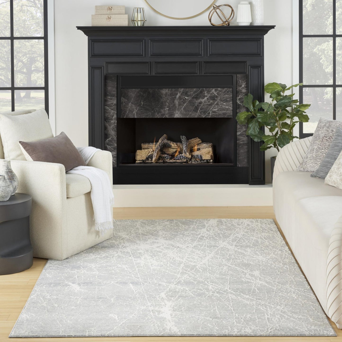 Exhale Rug for Living Room, Bedroom, Dining Room Modern Abstract Marble Distressed Look Soft Cosy Rug