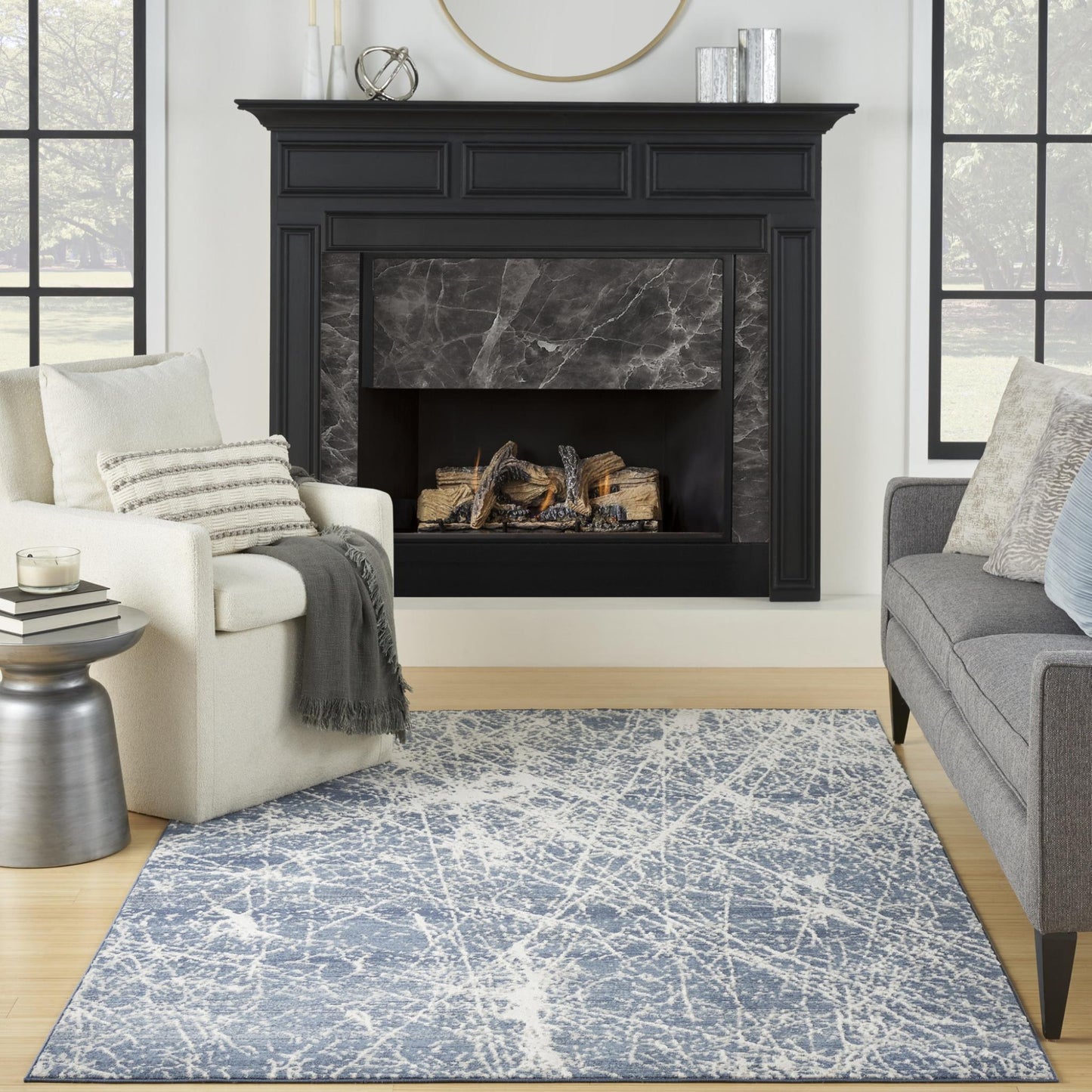Exhale Rug for Living Room, Bedroom, Dining Room Modern Abstract Marble Distressed Look Soft Cosy Rug