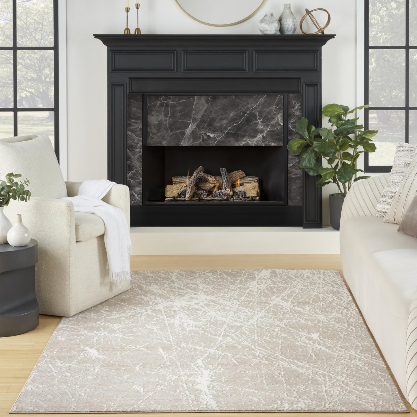 Exhale Rug for Living Room, Bedroom, Dining Room Modern Abstract Marble Distressed Look Soft Cosy Rug