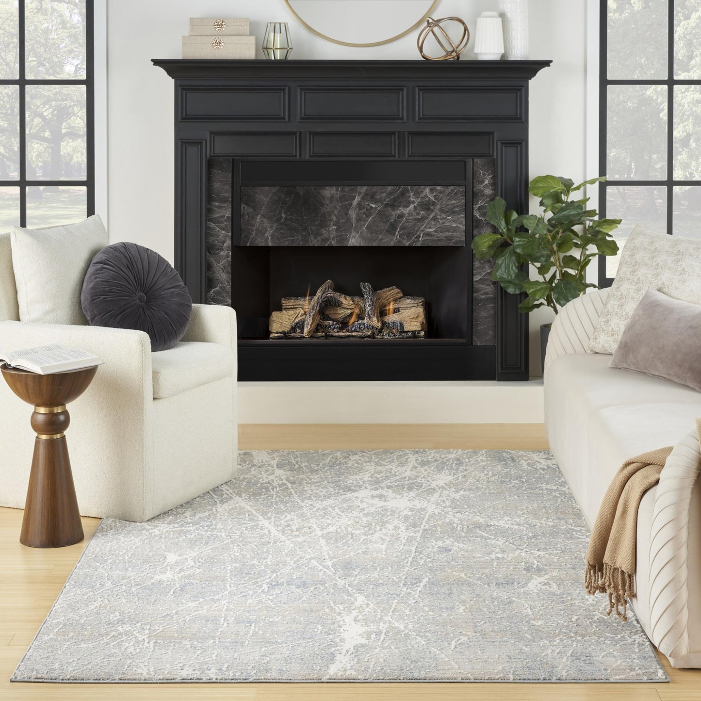 Exhale Rug for Living Room, Bedroom, Dining Room Modern Abstract Marble Distressed Look Soft Cosy Rug