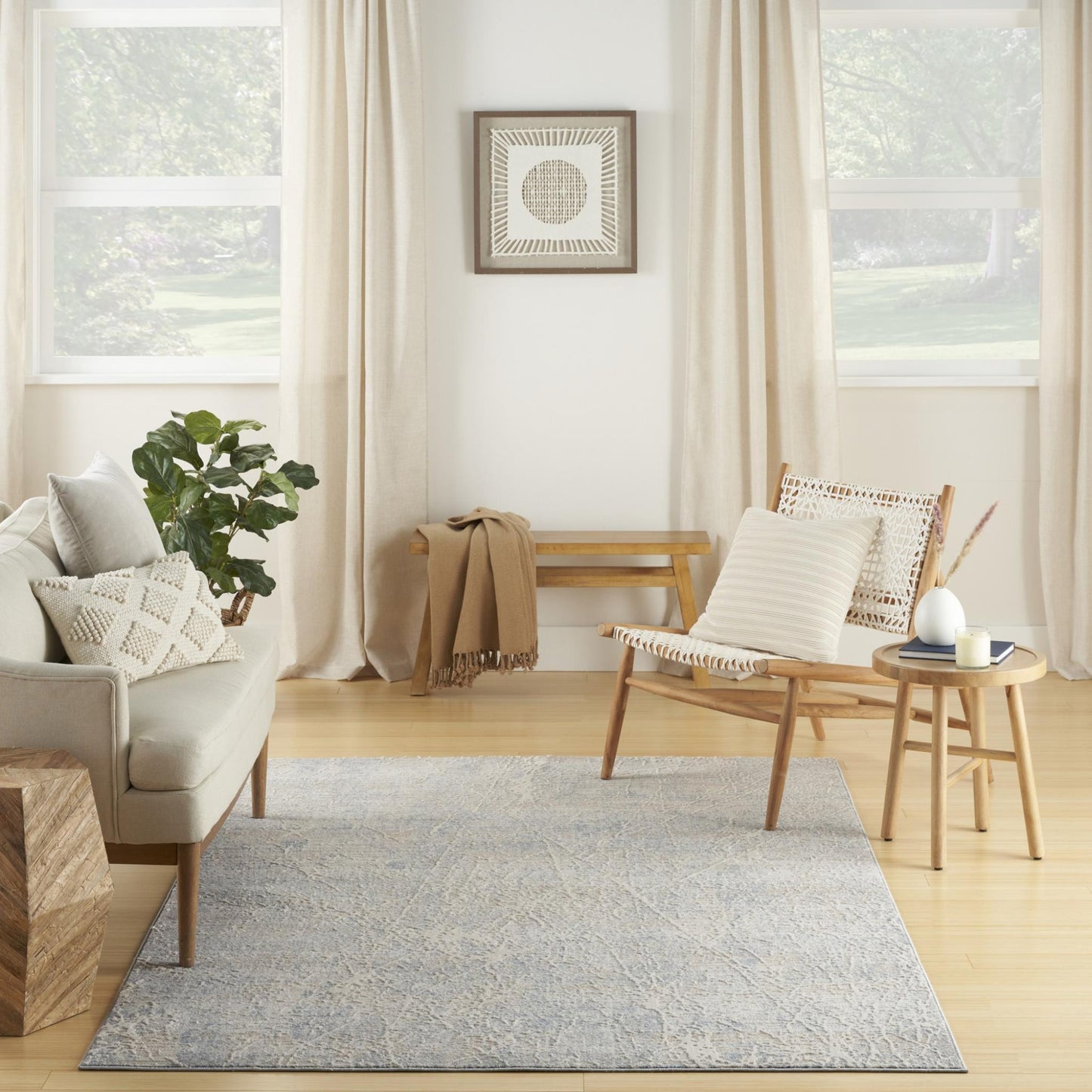 Exhale Rug for Living Room, Bedroom, Dining Room Modern Abstract Marble Distressed Look Soft Cosy Rug