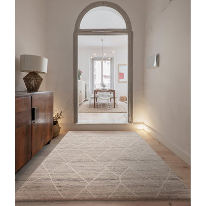 Noah Bohomian Moroccan Berber Abstract Wool Silver Rug in Extra Large Size 200x290 cm (6'7"x9'6")