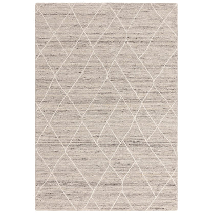 Noah Bohomian Moroccan Berber Abstract Wool Silver Rug in Extra Large Size 200x290 cm (6'7"x9'6")