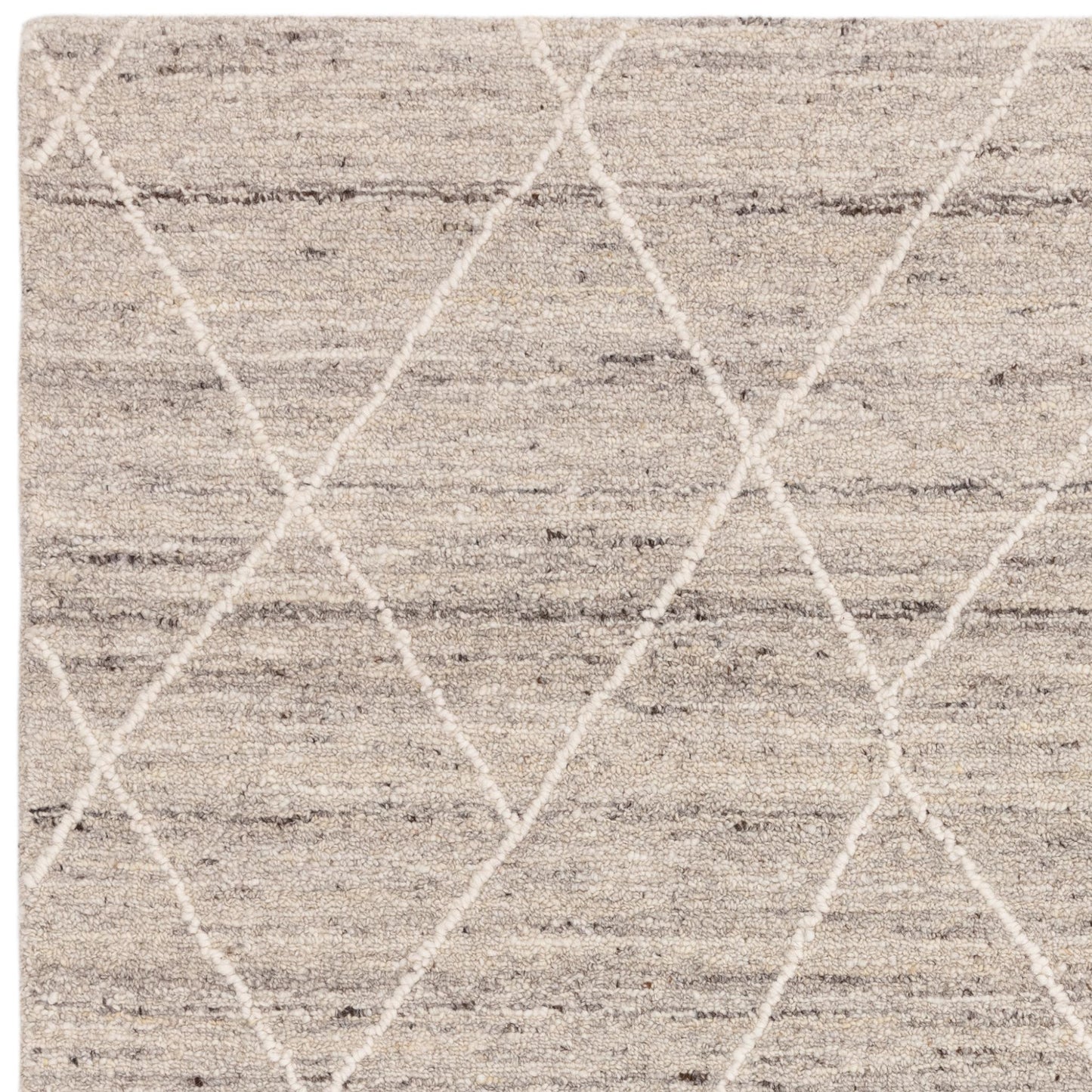 Noah Bohomian Moroccan Berber Abstract Wool Silver Rug in Extra Large Size 200x290 cm (6'7"x9'6")