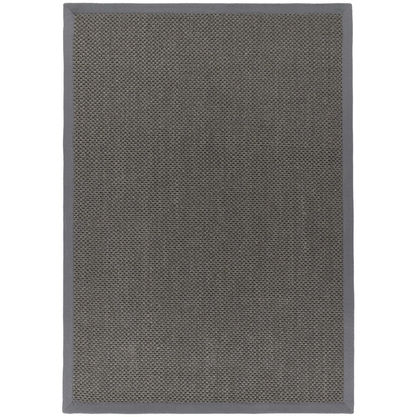 Sisal-Teppich, natürliches Jute-Flachgewebe, Dunkelgrau mit grauem Rand, groß, 160 x 230 cm