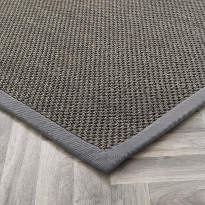 Sisal-Teppich, natürliches Jute-Flachgewebe, Dunkelgrau mit grauem Rand, groß, 160 x 230 cm