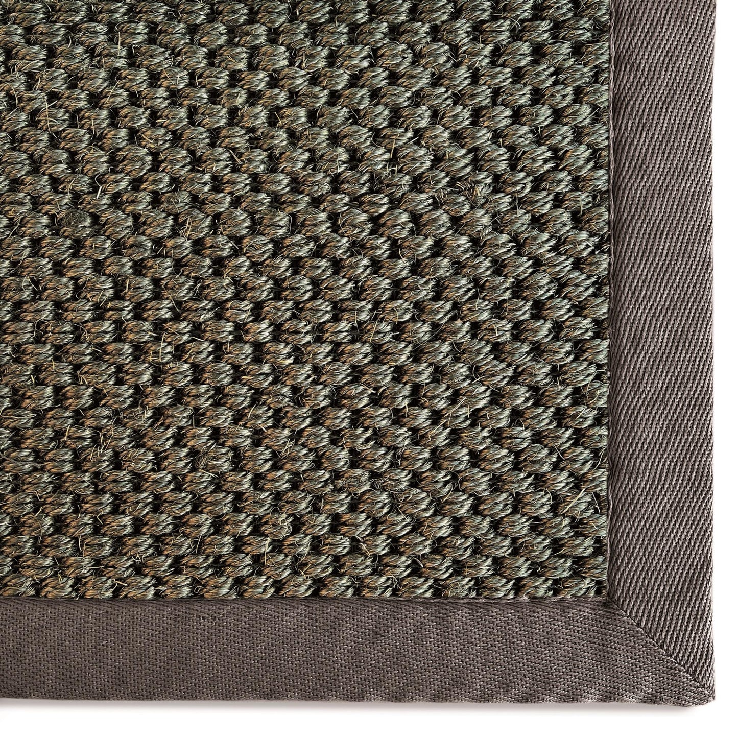 Sisal-Teppich, natürliches Jute-Flachgewebe, Dunkelgrau mit grauem Rand, groß, 160 x 230 cm