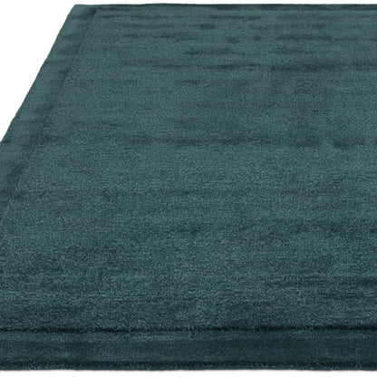 Rise Plain Handgeschnitzter seidig glänzender Woll-Viskose-Teppich in Blaugrün, groß, 160 x 230 cm (5'3" x 7'7")