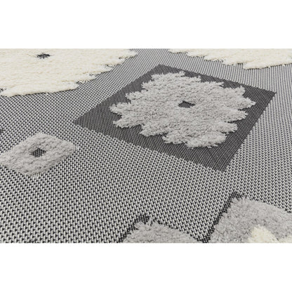 The Monty MN01 Tribal Diamond Flatweave – Premium Indoor & Outdoor Rug in Charcoal & Cream