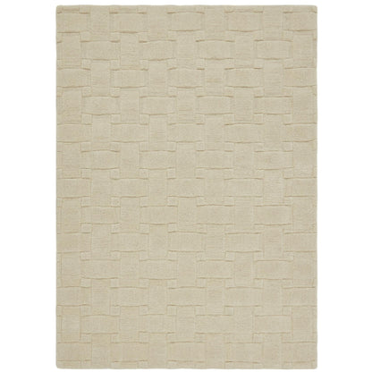 Basketweave 3D Geometric Handmade Wool Rug in Ivory by Origins