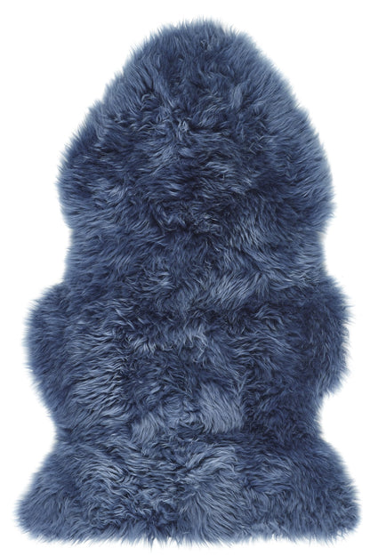 Genuine Sheepskin Animal Fur Soft Wool Shaggy Navy Blue Rug