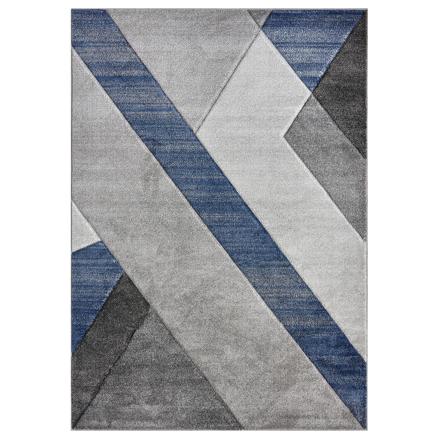 Orbit Artkis Geometric 3D Carved Grey Blue Rug – Modern Soft Textured Polyester Carpet for Living Room, Bedroom, and Hallway