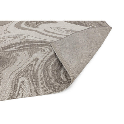 Patio PAT20 Marble Abstract Swirl Natural Beige Indoor & Outdoor Flatweave Rug