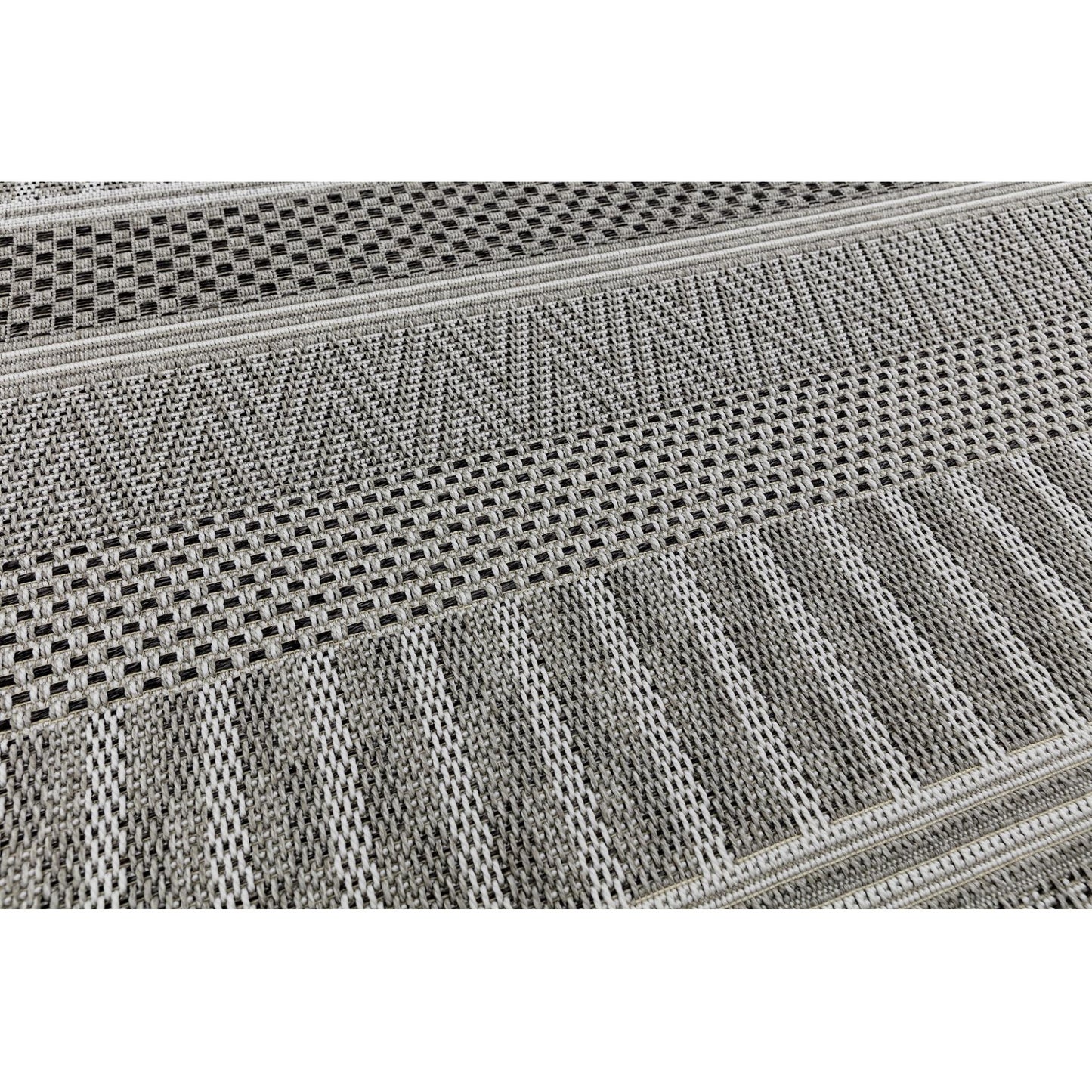 Varanda Stripe VA04 Geometric Neutral Grey Indoor & Outdoor Flatweave Rug