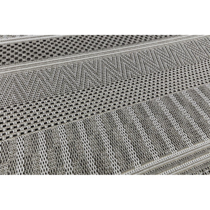 Varanda Stripe VA04 Geometric Neutral Grey Indoor & Outdoor Flatweave Rug