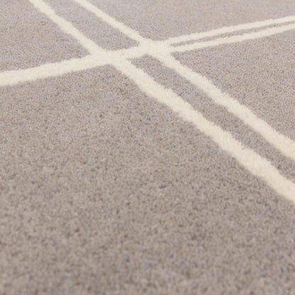 Albany Grid Silver Grey – Bold Geometric Intrigue and Natural Wool Luxury
