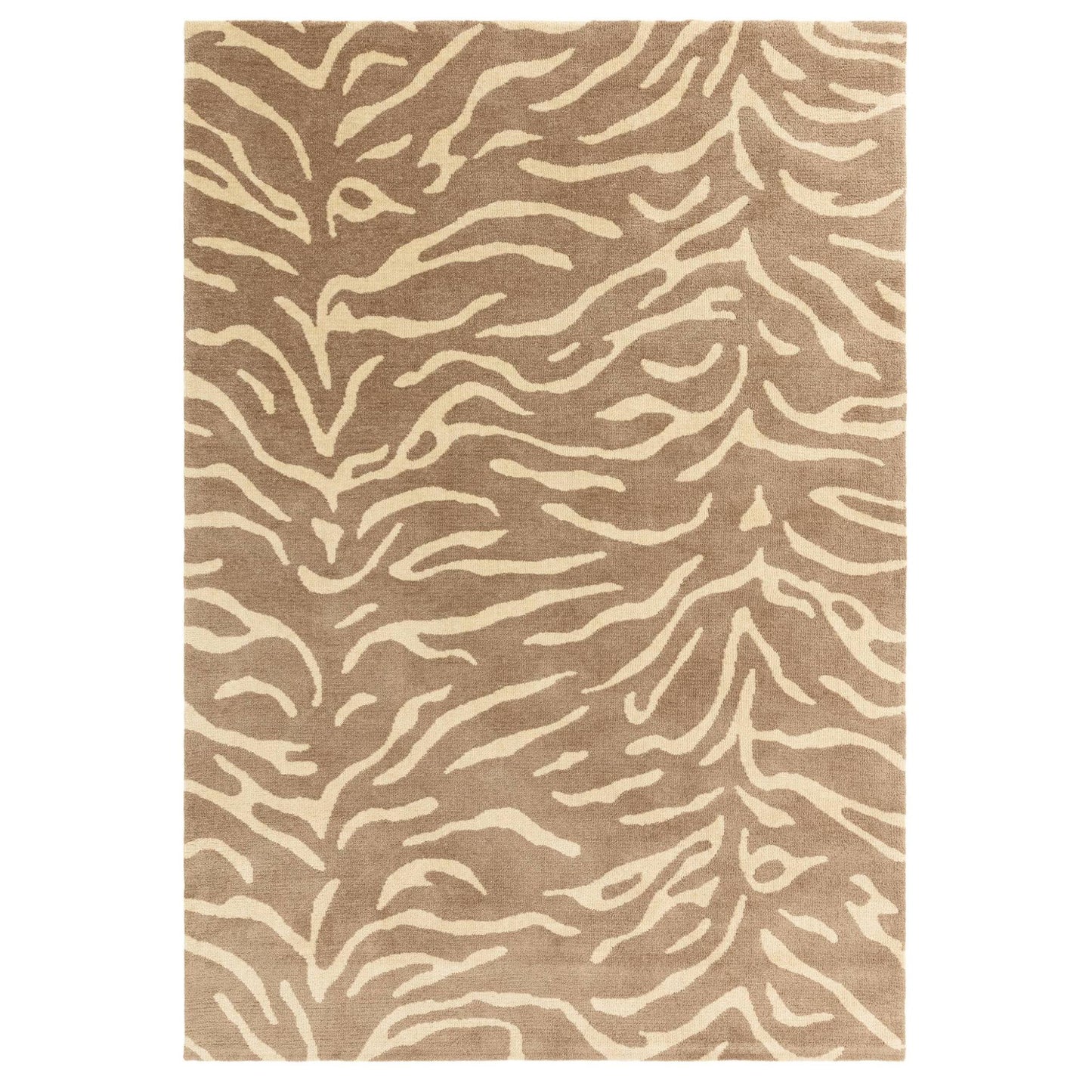 Wilder Tiger Taupe Animal Inspired Beige/Natural Rug – Modern Soft Textured Polyester Carpet