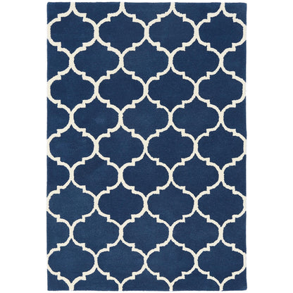 Albany Ogee Blue – Bold Geometric Intrigue and Natural Wool Luxury