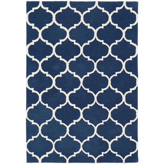 Albany Ogee Blue – Bold Geometric Intrigue and Natural Wool Luxury