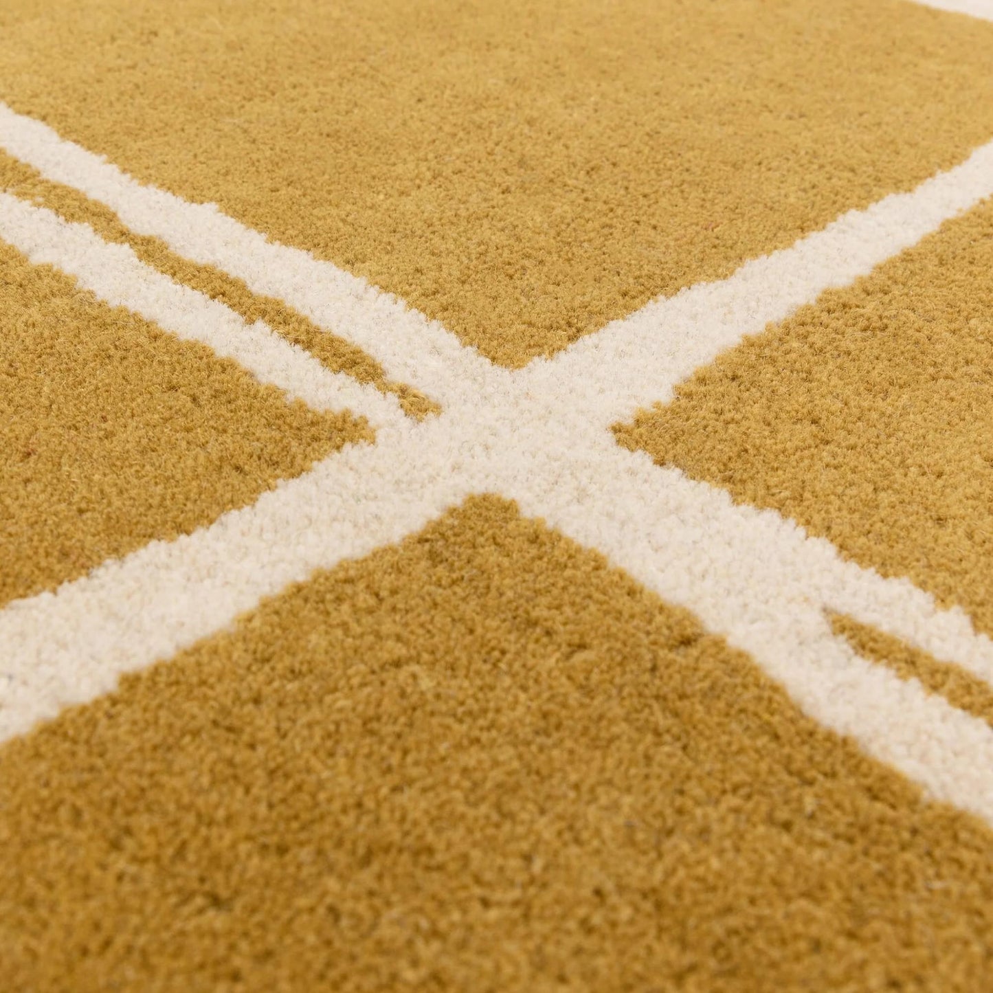 Albany Grid Gold – Bold Geometric Intrigue and Natural Wool Luxury