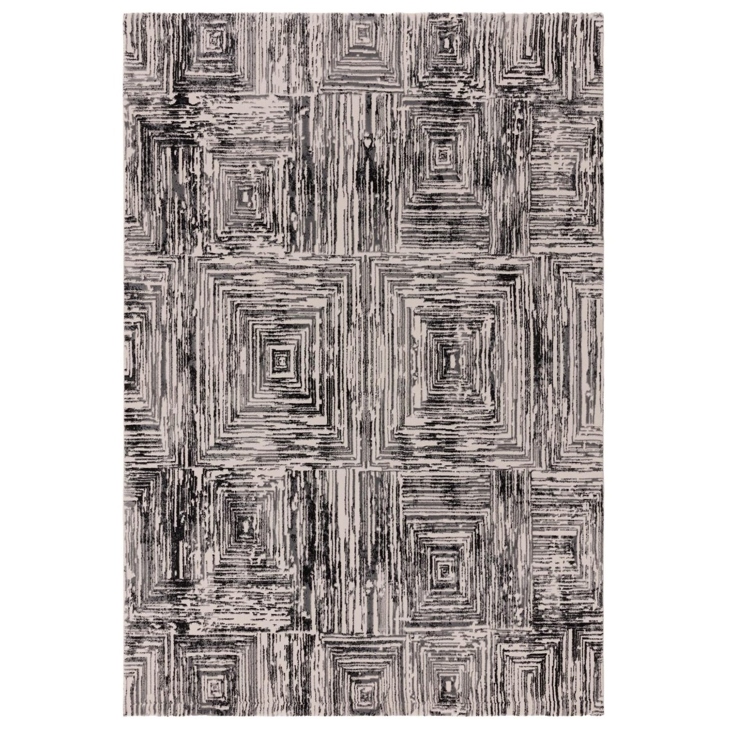 Kuza Portrait Rug – Grey–  Elegant Textured High-Low Pile Carpet