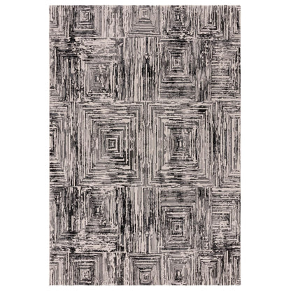 Kuza Portrait Rug – Grey–  Elegant Textured High-Low Pile Carpet
