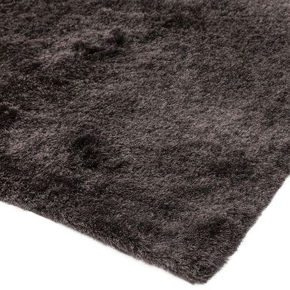 Whisper Shaggy Rug Silky Shiny Soft High Pile Plush Rug in Graphite – Luxurious Softness & Modern Shine