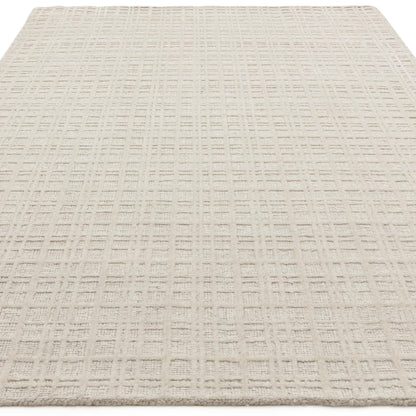 Thatch Cream Handwoven Wool Rug – Neutral Checked Pattern in Undyed Wool Blend Ecru