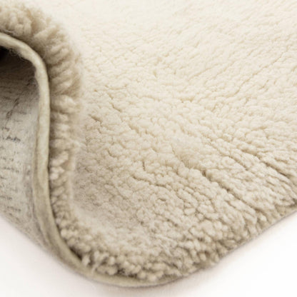 Azera Crosshatch Washable Wool Shaggy Rug – Tribal Berber Design in Cream White – Natural Softness & Modern Bohemian Style