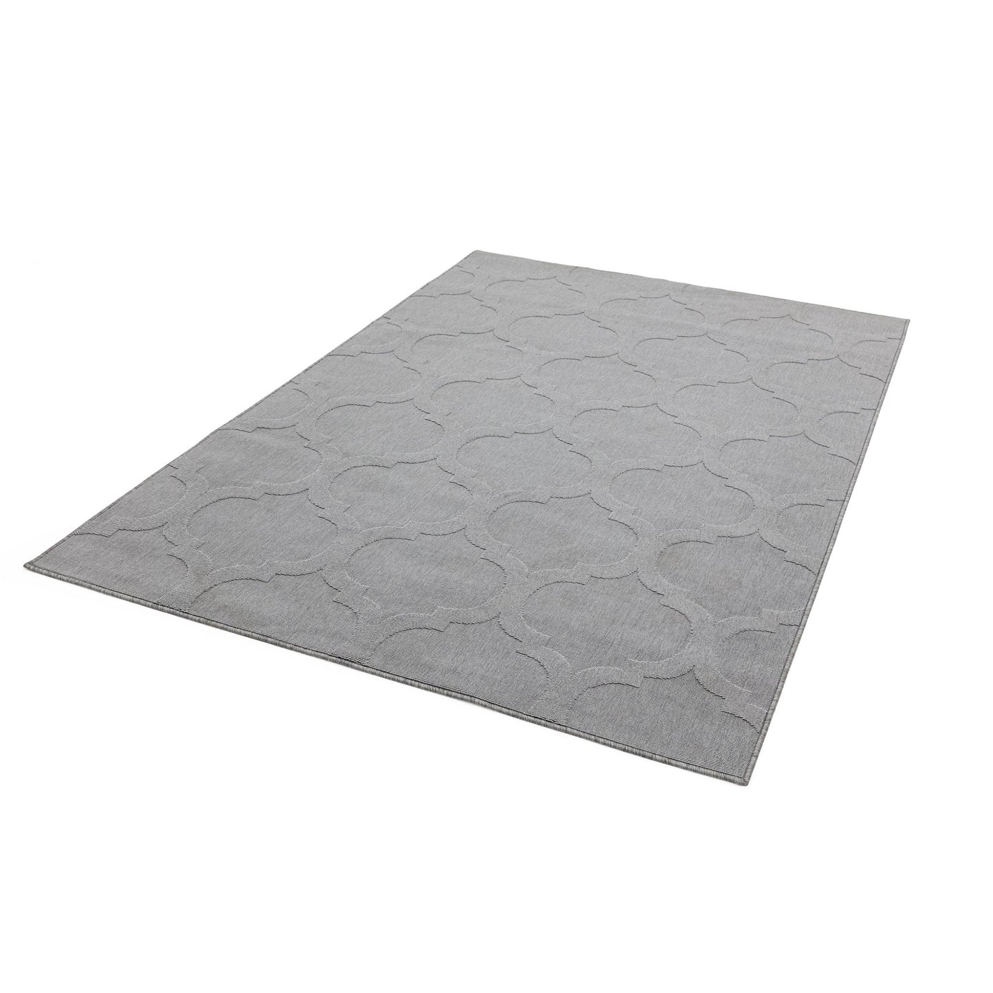 Antibes AN01 Contemporary Grey Trellis Indoor-Outdoor Rug – Durable Geometric Flatweave