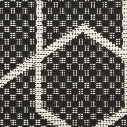 Horizon HOZ01 Modern Geometric Classic Trellis Black & Ivory Indoor & Outdoor Flatweave Rug