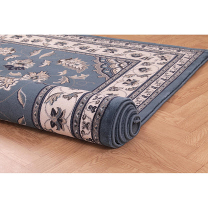 Sherborne Blauer Teppich, traditioneller klassischer orientalischer Schlafzimmer-/Wohnzimmerteppich 