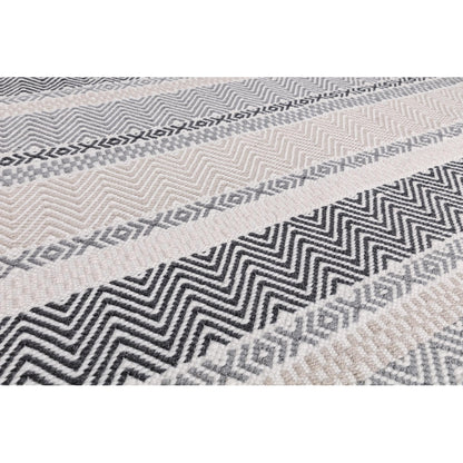 Boardwalk Reversible Eco-Friendly Grey Multi Striped Indoor & Outdoor Area Rug