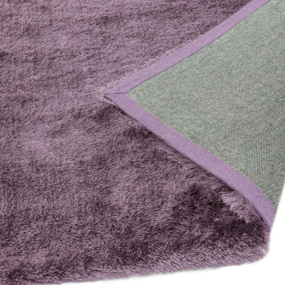 Whisper Shaggy Rug Silky Shiny Soft High Pile Plush Rug in Heather Purple – Luxurious Softness & Radiant Shine
