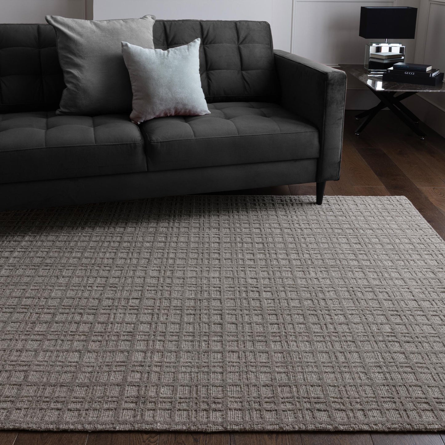 Thatch Taupe Handwoven Wool Rug – Neutral Checked Textured Carpet for Modern Interiors