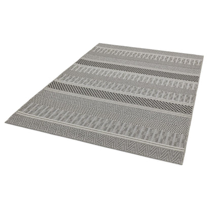 Varanda Stripe VA04 Geometric Neutral Grey Indoor & Outdoor Flatweave Rug