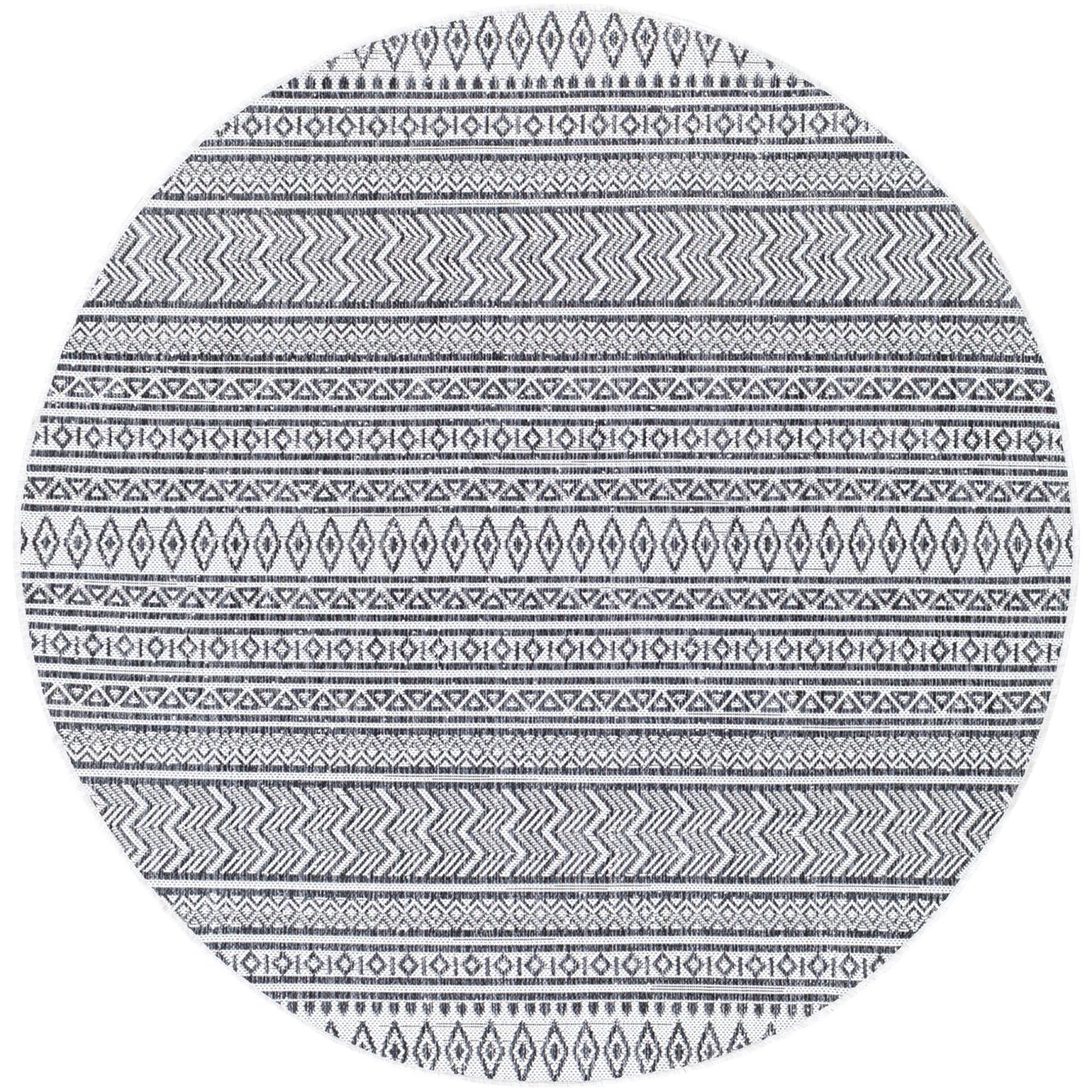 Eagean EAG2345 Tribal Geometric Black & White Indoor & Outdoor Flatweave Rug