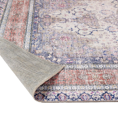 Origins Waschbarer Croft Traditional Medallion Weicher Chenille-Teppich in Blau-Rost-Multi
