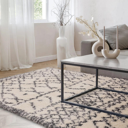 Alto AL04 Cream Grey – Bold Moroccan Intrigue and Soft Shaggy Comfort