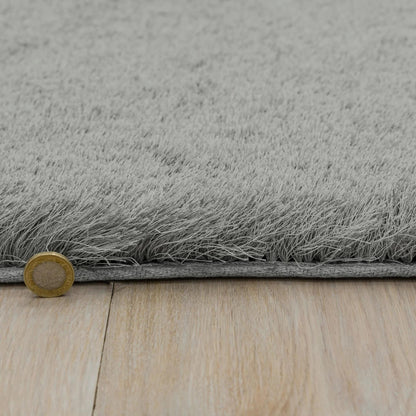 Whisper Shaggy Rug Silky Shiny Soft High Pile Plush Rug in Tungsten Silver – Luxurious Softness & Modern Shine