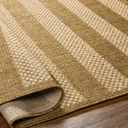 Pismo Beach PMB2302 Modern Striped Brown Indoor & Outdoor Flatweave Rug