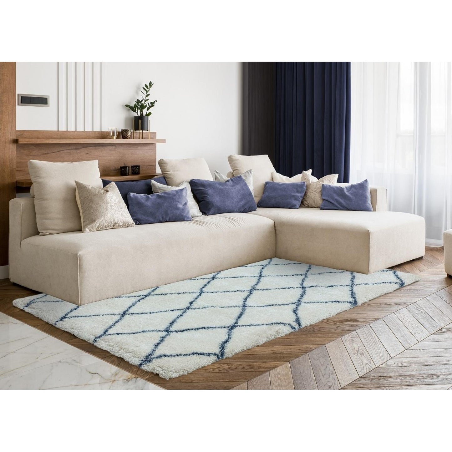 Alto AL03 Cream Grey – Bold Moroccan Intrigue and Soft Shaggy Comfort