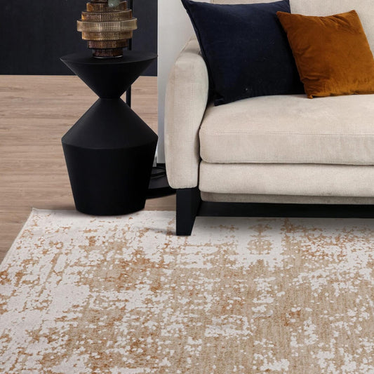 Anders AN03 Modern Boho Abstract Soft Silky Rug – Beige Natural