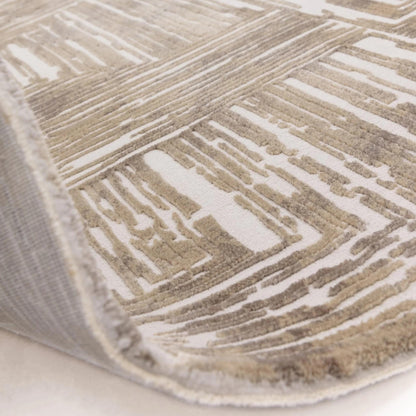 Kuza Portrait Rug – Beige –  Elegant Textured High-Low Pile Carpet