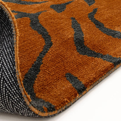 Wilder Tiger Spice Orange Animal Inspired Rug – Modern Soft Textured Polyester Carpet